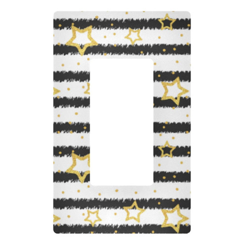 Decorative Light Switch Wall Plate - Gold Stars Stripped Outlets Switch Plate Cover, Electrical Outlet Covers for Bedroom kitchen Home Decor Decorative Light Switch Wall Plate - Gold Stars Stripped Outlets Switch Plate Cover, Electrical Outlet Covers for Bedroom kitchen Home Decor