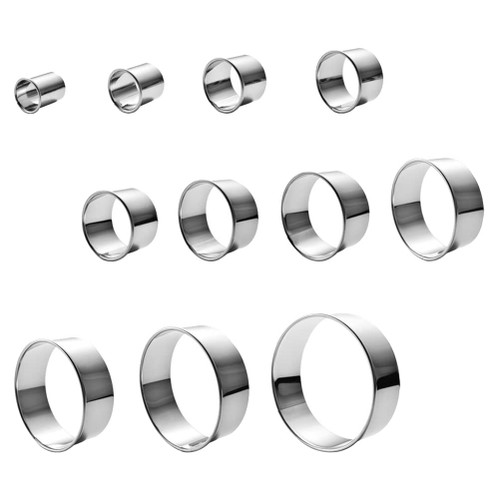 Happyyami 11Pcs round mousse circle mousse baking rings chocolate panettone mousse ring Round Cake Rings Pastry Baking dessert pancake mold Cookie Molds perforation muffin Stainless steel