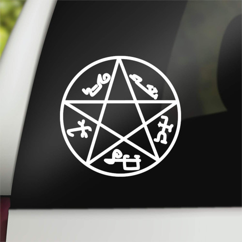 NaniWear Geek Vinyl Car Decal Devil's Trap (White, Large)