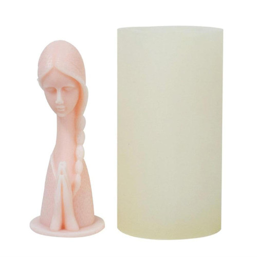 Silicone Resin Candle Mold Prayer Girl Soap Mold Cake Chocolate Fondant Mold Aromatherapys Plaster Epoxy Mold Home Decor 3D Girl Silicone Molds