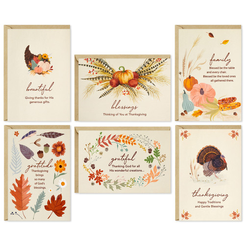 Hallmark Religious Thanksgiving Cards Assortment, Blessings (36 Assorted Cards with Envelopes) Hallmark Religious Thanksgiving Cards Assortment, Blessings (36 Assorted Cards with Envelopes)
