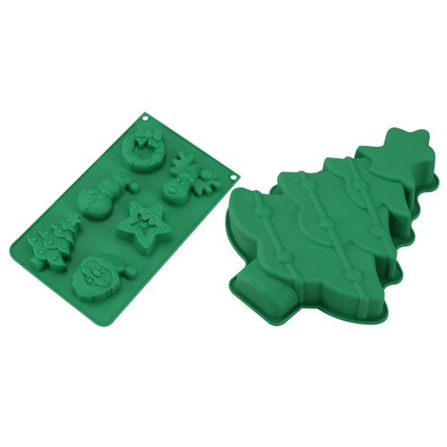 ABOOFAN 2Pcs Christmas cake mold baking molds christmas candy christmas soap molds kitchen cake xmas tree silicone molds silicone molds for soap xmas tree pan chocolate Silica gel topper