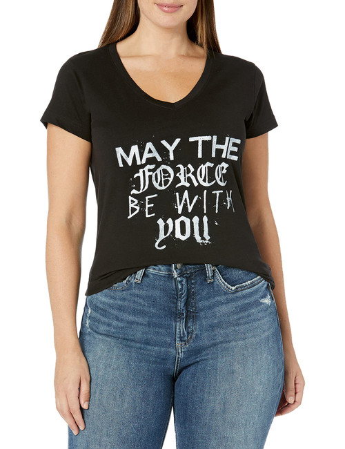 Star Wars Junior's Force Fonts Graphic Tee, Black, X-Large