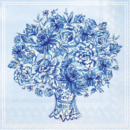 Floral Party Napkins - 40 Count | 2 Packages of 20CT Cocktail Napkins | Blue Medallion Design