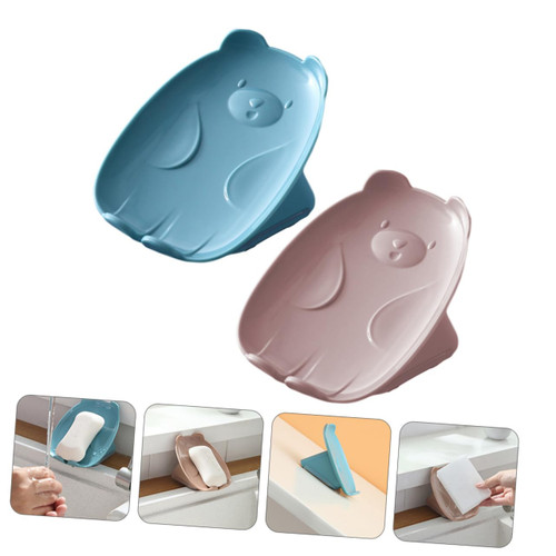 Cabilock 2 Pcs Box Soap Box Shower soap Tray soap Dish Holder bar soap Holder Scrubber Tray Kitchen soap Dish soap Rack Sponge Tray Bathroom Soap Tray take a Bath Plastic Drain Tray