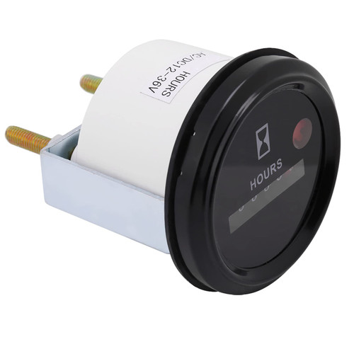 Small Engine Tachometer, 12-36V 6 Digit Portable High Accuracy Tachometer, Round Quartz DC AC Mechanical Hour Meter, Heavy with Connection Terminals Hour Meter for Engineering Vehicles