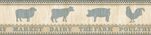 Chesapeake CTR63132B Grace Blue Farmers Market Wallpaper Border