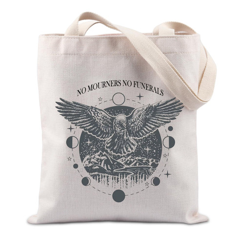 Lywjyb Birdgot Fantasy Novel Tote Bag The Crow Club No Mourners No Funerals Bookworm Gift Book Lovers Gift (The Crow tote bag)