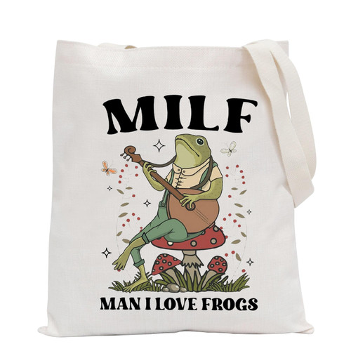 POFULL MILF Froggy Gift MILF Man I Love Frogs Tote Bag Cottagecore Froggy Gift (MILF Man Tote Bag) POFULL MILF Froggy Gift MILF Man I Love Frogs Tote Bag Cottagecore Froggy Gift (MILF Man Tote Bag)