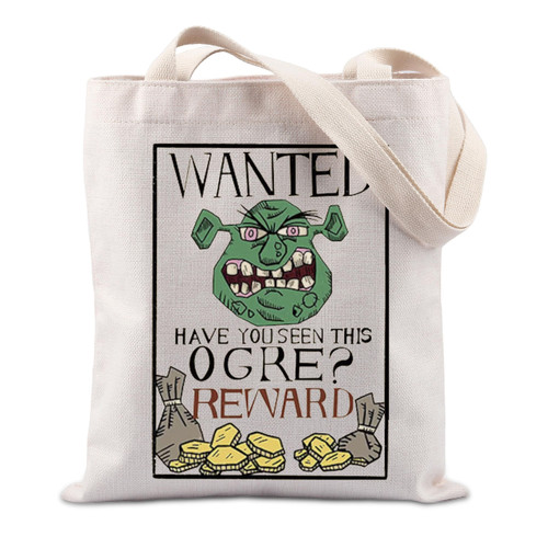 TIIMG Green Ogre Gift Monster Movie Gift Cartoon Character Fans Gift Green Monster Fans Tote Bag (WANTED HAVE) TIIMG Green Ogre Gift Monster Movie Gift Cartoon Character Fans Gift Green Monster Fans Tote Bag (WANTED HAVE)