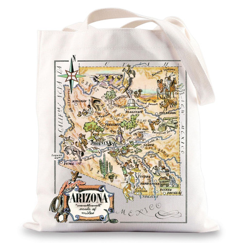 BWWKTOP Arizona State Tote Bag Arizona Souvenirs Gifts Arizona Reusable Grocery Bag Arizona Trip Gifts (Arizona map)