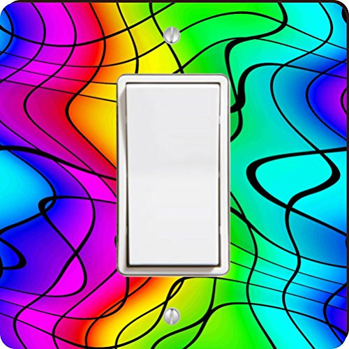 Rikki Knight Chromatic Rainbow Waves Single Rocker Light Switch Plate