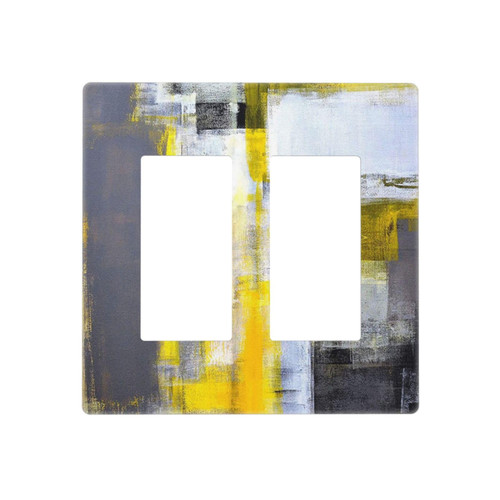 Yellow Grey Abstract Art 2 Gang Double GFCI Decorator Rocker/Decora Light Switch Cover Decorative Outlet Wall Plate Electrical Faceplate Screwless Yellow Grey Abstract Art 2 Gang Double GFCI Decorator Rocker/Decora Light Switch Cover Decorative Outlet Wall Plate Electrical Faceplate Screwless