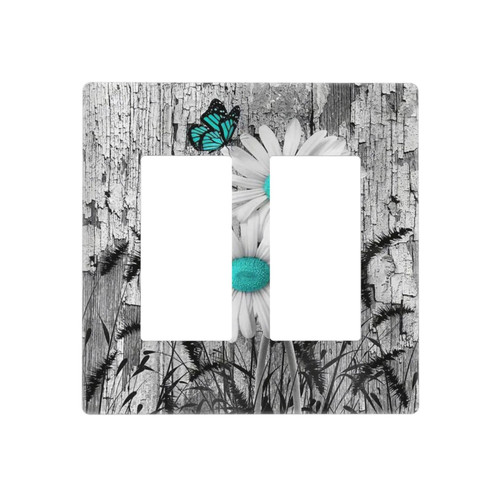 Turquoise Butterfly Daisy Flower 2 Gang Double Rocker/Decora Light Switch Cover Decorative Outlet Wall Plate Electrical Faceplate Home Family Art Decor Screwless Turquoise Butterfly Daisy Flower 2 Gang Double Rocker/Decora Light Switch Cover Decorative Outlet Wall Plate Electrical Faceplate Home Family Art Decor Screwless