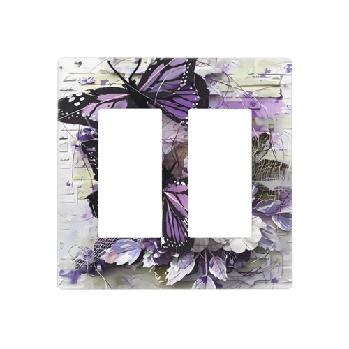 Purple Butterfly Flower 2 Gang Double Rocker/GFCI Light Switch Cover Decorative Outlet Wall Plate Electrical Faceplate Home Bedroom Art Panel Decor Screwless Purple Butterfly Flower 2 Gang Double Rocker/GFCI Light Switch Cover Decorative Outlet Wall Plate Electrical Faceplate Home Bedroom Art Panel Decor Screwless