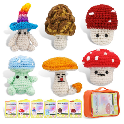 Crochet Kit for Beginners Mushroom Crochet Kit for Learn to Crochet Complete Crochet Starter Kit for Adults Beginner with Yarn and Step-by-Step Instruction Tutorials Knitting Kits for Beginners