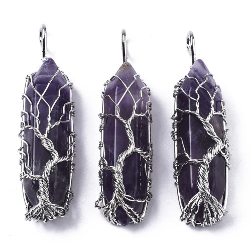 Beadthoven 5pcs Tree of Life Stone Charms Pendants Irregular Pointed Amethyst Stone Charms Wire Wrapped Natural Gemstone Healing Crystal Chakra Charms for DIY Necklaces Jewelry Making Accessories Beadthoven 5pcs Tree of Life Stone Charms Pendants Irregular Pointed Amethyst Stone Charms Wire Wrapped Natural Gemstone Healing Crystal Chakra Charms for DIY Necklaces Jewelry Making Accessories