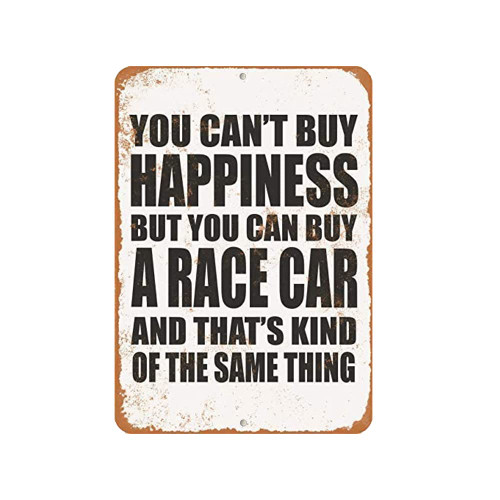 You Can't Buy Happiness But You Can Buy a Race CAR - Vintage Look 8x12 inch Metal Sign