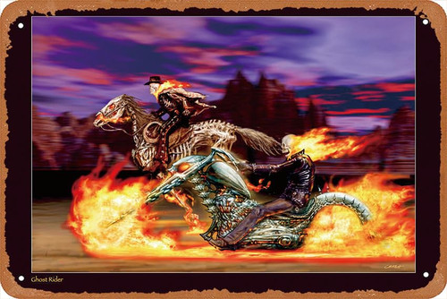 Ghost Rider Movie Carter Slade Poster Vintage Metal Tin Sign Retro Style Wall Plaque Decoration Metal Sign 8x12 inch