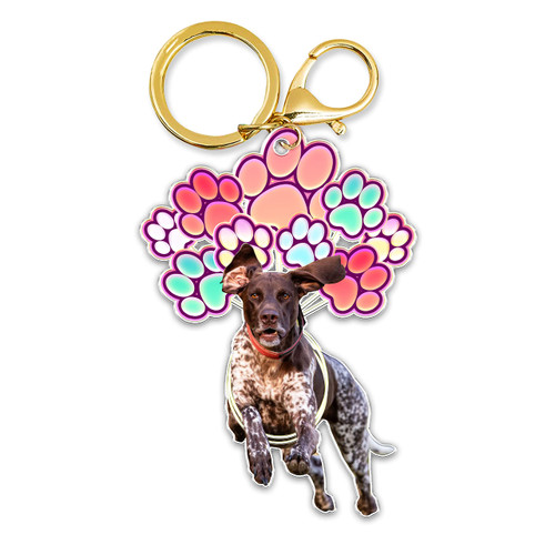 DongNaiWin Funny and Cute German Shorthaired Pointer Dog Metal Keychains for Men and Women, Funny Bag Charm for German Shorthaired Pointer Lovers