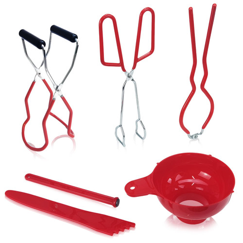 Canning Kit Canning Supplies Starter Kit,Set of 6 Canning Starter Kit for Beginners,Canning Tools Set with Mason Jar Lifter,Wrench & Funnel,Tongs, Magnetic Lid Lifter,Bubble Popper