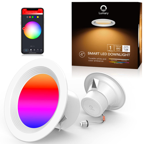 iLintek 4 Inch LED Recessed Downlight, 9W 810LM WiFi LED Retrofit Can Lights with Baffle Trim, Work with Alexa/Google Assistant/Siri, for Living Room Bedroom, Kitchen