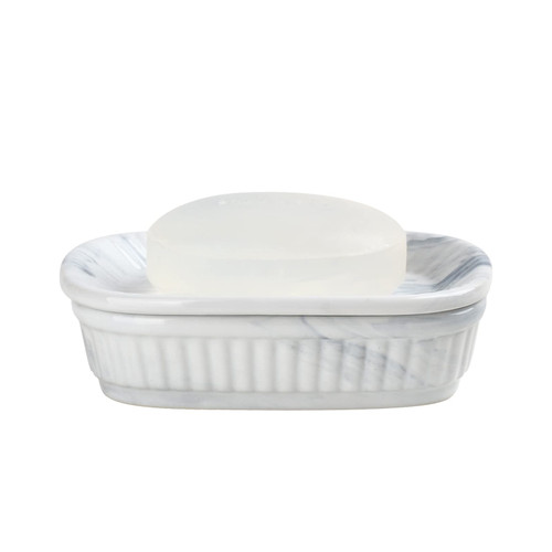 Ceramic Soap Dish, Self-draining Soap Holder, Double Layer Bar Soap Holder Marble Blue, Draining Soap Dishes for Bathroom Shower Kitchen, Easy to Clean, Keep Soap Dry, ANTIS'S HOME