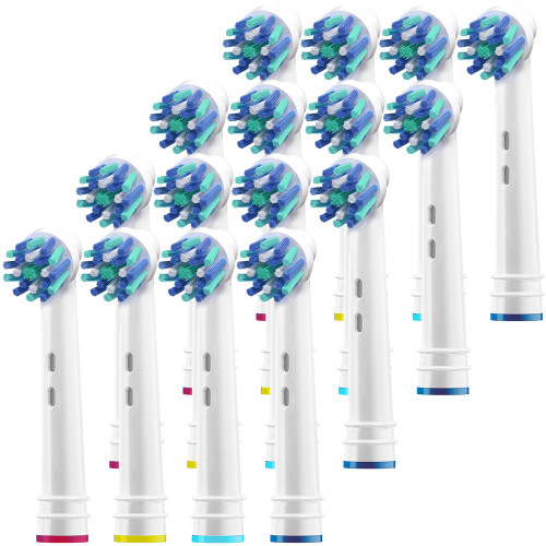 Replacement Brush Heads for Oral B- Pack of 16 Cross Generic Electric Toothbrush Heads for Oralb Braun- Crossact Toothbrushes Compatible with Most Oral-B Bases- Quality Action Bristles