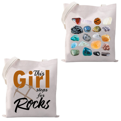 VAMSII Rock Collector Gifts This Girl Stops for Rocks Tote Bag Rock Hunting Bag Geology Student Gifts Rockhounding Gifts (this girl stops for rocks)