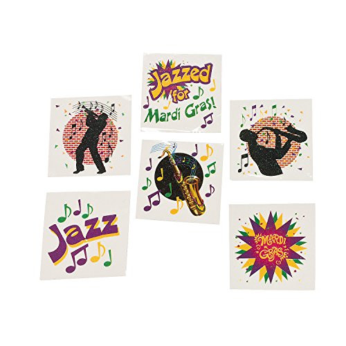 Mardi Gras Jazz Tattoo Assortment - Mardi Gras & Costume Accessories