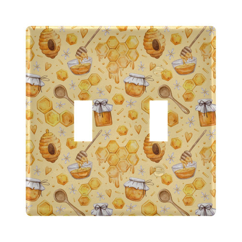 Honey Bee Triple Toggle Switch Plate Decorative Switch Plate Cover 3 Gang Light Outlet Wall Plate for Office Home Bedroom Room Decor 6.37 x 4.48 Inch