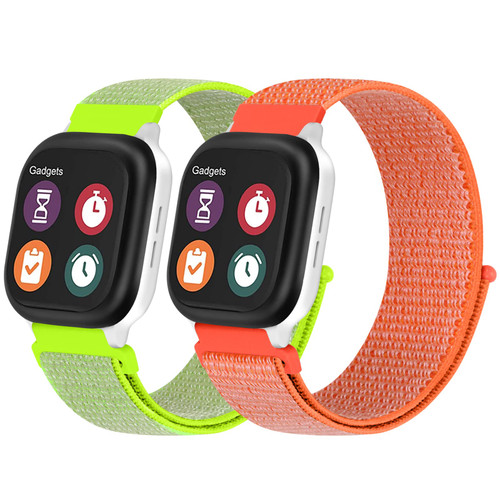 MHunter 2 Pack Kids Replacement Watch Band Compatible with Gizmo Watch 20mm Sport Hook Loop Nylon Watch Bands Strap Compatible with Verizon Gizmo Watch 2 / Gizmo Watch 1 Orange/Yellow