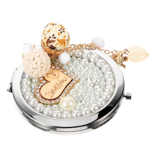 balacoo Vanity Mirror Makeup Mirror Portable Mirror Small Mirror Portable Cosmetic Mirror Double Sided Mirror Magnifying Cosmetic Mirror Women Mirror Metal Travel Folding Mirror Love