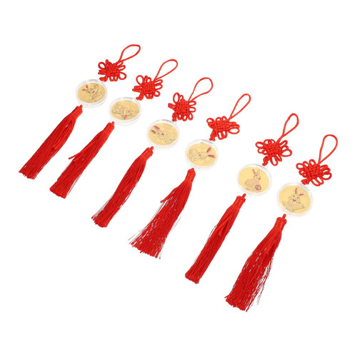 BESTOYARD 12 Pcs Year of The Rabbit Pendant Chinese Knot Tassel Pendant Lunar Year Rabbit Ornament 2023 Year Charms car Pendant red Tassel Rabbit Decor New Year Decoration Chinese Knots lace
