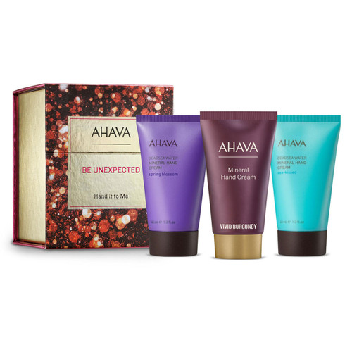 AHAVA Hand it to Me Gift Set, Includes Sea Kissed, Spring Blossom, and Vivid Burgundy Hand Creams 40ml