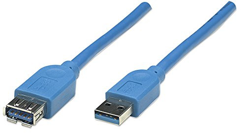 Manhattan A Male/A Female, 2m SuperSpeed USB Extension Cable, Blue (322379)