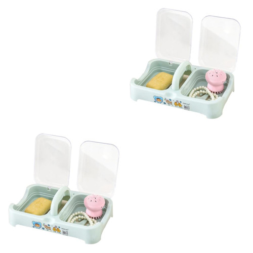 Cabilock 2pcs Box soap Holder soap Container soap case soap Dish with lid Plastic soap Dish Portable soap Box