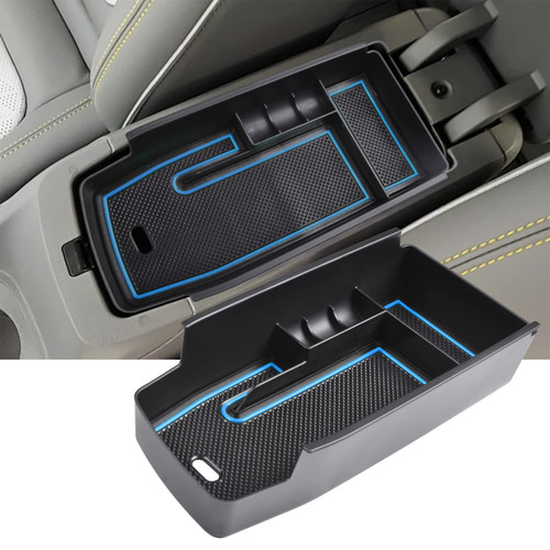 EDBETOS Center Console Organizer Tray Compatible with Chevy Bolt EUV Bolt EV Accessories 2022-2023 Interior Secondary Armrest Storage Glove Box Divider ABS Material, Upgrade Design, Blue