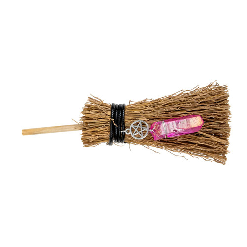 EXCEART 4pcs Witch's Broom Ornament Halloween Craft Decorations Mini Witch Broom Straw Broom Wizard Accessory Witch Broom Charms Dollhouse Brooms Witches Prop Baby Supplies Crystal Window
