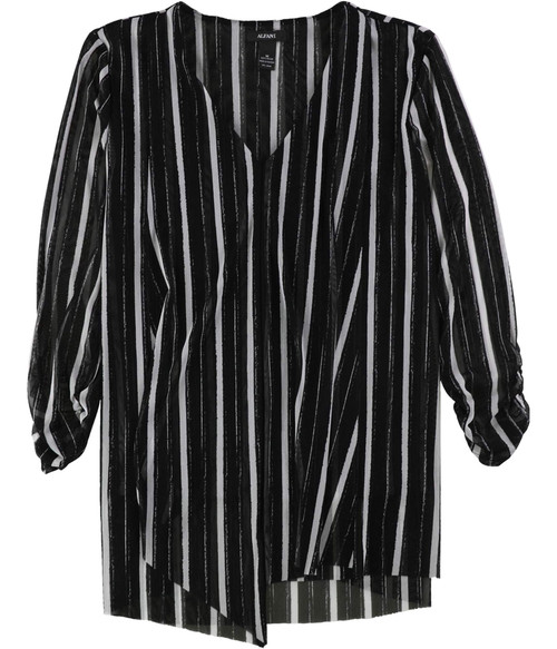 Alfani Womens Draped Knit Blouse, Black, Medium
