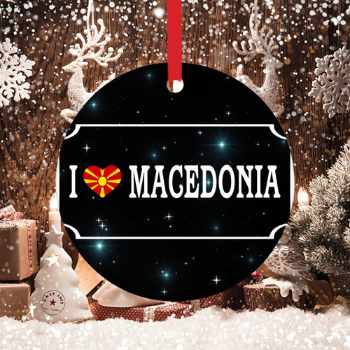 Swavecat Macedonia Xmas Gift Ceramic Ornament Country National Macedonia Flag Christmas Ornaments Macedonia I Love Xmas Tree Ornament Merry Xmas for Family & Friends