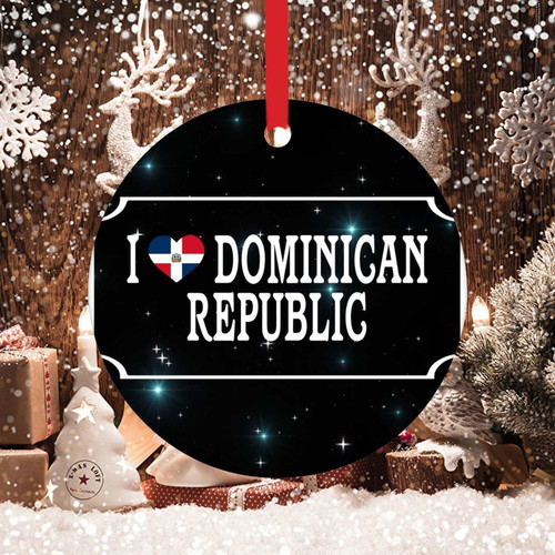 Swavecat Dominican Republic Christmas Ceramic Ornament Country Souvenir Dominican Republic Flag Tree Decoration Ornament Dominican Republic I Love Xmas Tree Ornament Travel Lover Gift