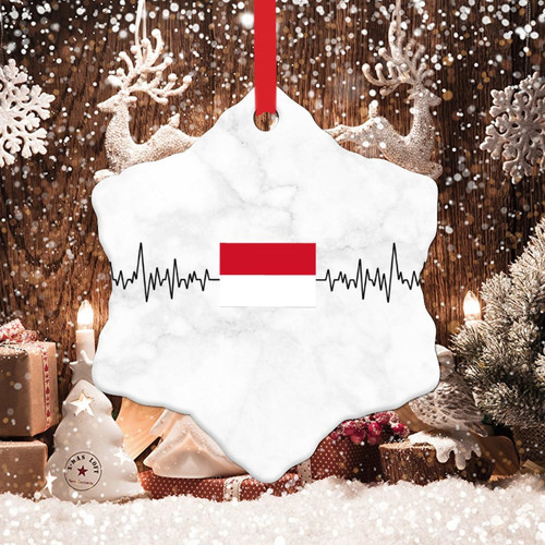 Swavecat Indonesia Christmas Ornament - National Flag Ornament National Flag Christmas Tree Ornament Indonesia Heartbeat Christmas Ceramic Ornament New Year Gift Winter Xmas Tree Decor