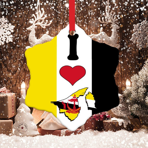 Swavecat Brunei Christmas Ornament - National Flag Ornament Patriotic National Symbol Christmas Ornament I Love Ceramic Ornaments for Xmas Birthday Gift Merry