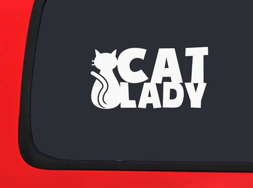 Car Sticker Cat Lady Meow Mom Crazy Car Window Decal Sticker White 7 Inch