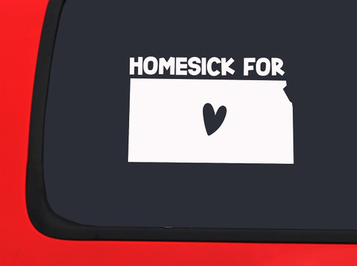 Car Sticker Homesick for Kansas Love Home Hometown Heart Native Car Window Decal Sticker White 7 Inch
