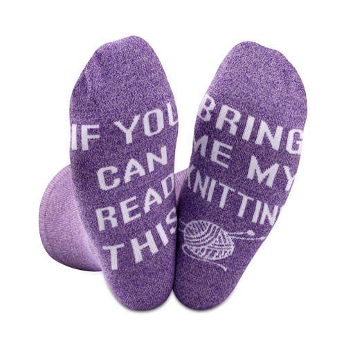 Novelty Socks If You Can Read This Bring Me My Knitting Funny Birthday Gift for Mom Grandma (Bring Me My Knitting)