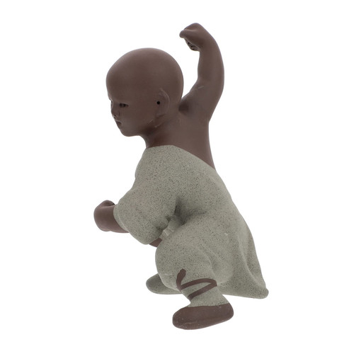 ULDIGI 1pc Kung Fu Boy Monk Tea Monk Statue Ceramic Buddha Figurine Tea Pet Monk Mini Buddha Zen Garden Decor Monk Shape Ornament Miniature Office Tea Pet Buddha Ceramic Purple Sand