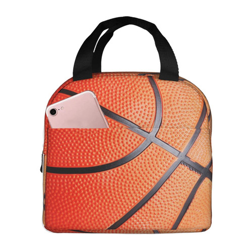 Basketball Reusable Insulated Lunch Bag For Women Men Waterproof Tote Lunch Box Thermal Cooler Lunch Tote Bag For Work Office Travel Picnic