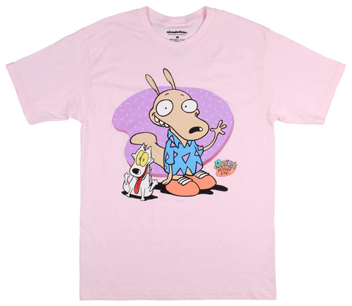 Nickelodeon Men's Rocko's Modern Life Rocko and Spunky T-Shirt (Medium) Pink